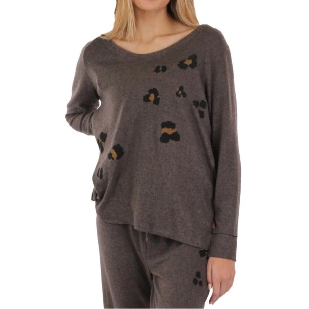 Anthropologie Maronie 2 Piece Set Mocha Loungewear Top/Pants Size Small